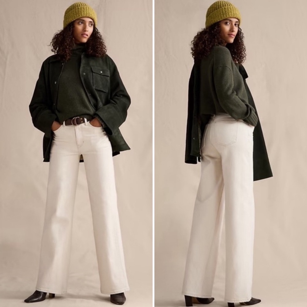 Banana Republic Icon High-Rise Rigid Wide Leg Jeans Cream Off-White Denim 29 - Picture 2 of 12